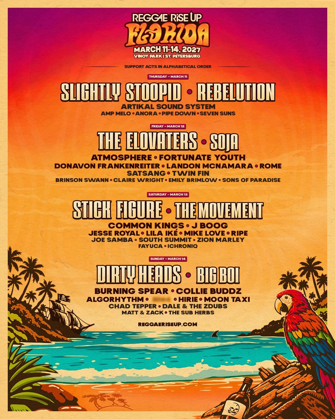 Reggae Rise Up Florida Festival 2027 poster
