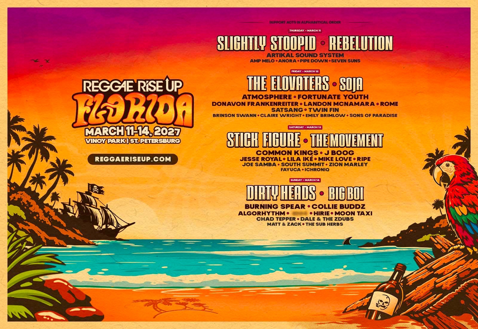 Reggae Rise Up Florida Festival 2027 poster
