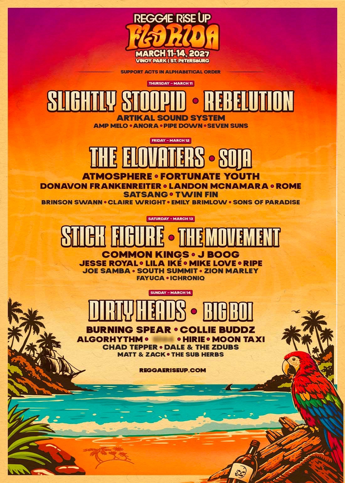Reggae Rise Up Florida Festival 2027 lineup